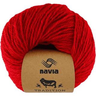 Navia Tradition 916 Rød 100g Indhold: 100 % Uld Vægt/Længde: 50g = ca. 90 meter Anbefalede pinde: 7-9 mm Strikkefasthed: 10 cm = 14 masker Vaskes i hånden/ Tåler ikke tørretumbling, tørres fladt..