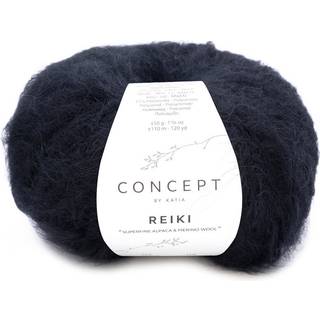 Katia Concept Reiki 115 Sort Indhold: 60% superfin alpaca, 29% merinould, 11% polyamid Vægt/længde:50 g = ca. 110 meter Anbefalede pinde: 5.5-6mm Strikkefasthed: 10 x 10 cm = 13 m x 20 p Vask: Finvask 30℃ / Tåler ikke tørretumbling.