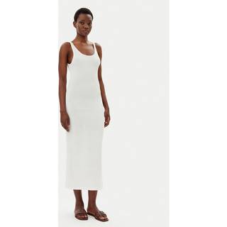 Soft Knit Tie Back Maxi Dress - White - XS