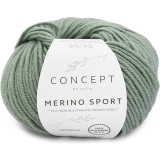 Katia Concept Merino Sport 068 Salvie Indhold: 100% superwash merinould Vægt/længde: 50 g = ca. 80 meter Anbefalede pinde: 5-5.5 mm Strikkefasthed: 10 x 10 cm = 18 m x 24 p Vask: Finvask 30℃ / Kan tørretumbles.