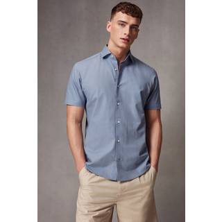 Next Light Blue Short Sleeve Linen Blend Shirt