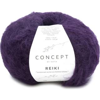 Katia Concept Reiki 114 Ametyst Indhold: 60% superfin alpaca, 29% merinould, 11% polyamid Vægt/længde:50 g = ca. 110 meter Anbefalede pinde: 5.5-6mm Strikkefasthed: 10 x 10 cm = 13 m x 20 p Vask: Finvask 30℃ / Tåler ikke tørretumbling.