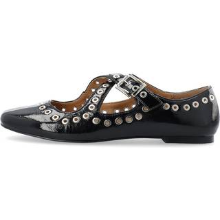 BIALilja Cross Mary Jane Studded Ballerinasko, Burgundy Patent, 36