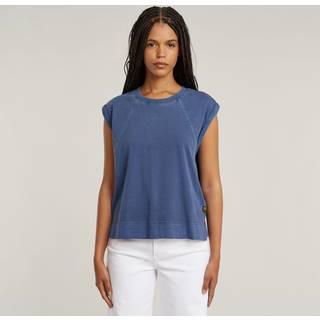 Back Zip Overdyed Top - Medium blue - Women