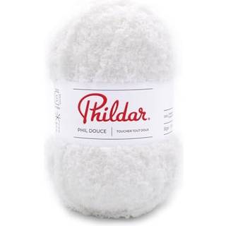 Phildar Douce Hvid Indhold:100% Polyester Vægt/længde:50 g = ca. 86 meter Anbefalede pinde:5 mm Strikkefasthed:10 cm x 10 cm = 14 m x 23 r Kan vaskes på maskine, maks. 30°C / Tørres fladt.