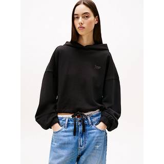 Tommy Jeans Tommy Jeans Black Cropped 100% Cotton Hoodie