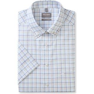 OLYMP Herren Kurzarmhemd blau kariert Comfort Fit