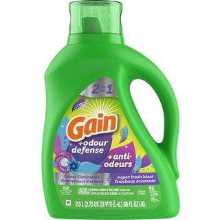 Gain + Odor Defense Flydende vaskemiddel Super Fresh Blast Scent 88 Oz 61 belastninger HE-kompatibel