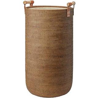 CINO Vasketøjskurv i rattan H60 x Ø35 cm - Sort
