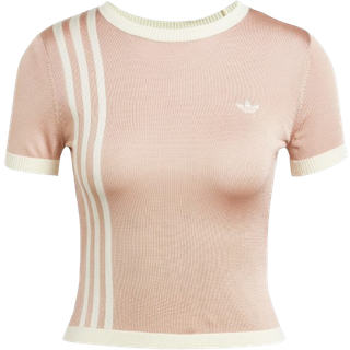 Knitted 3-Stripes Short T-shirt - Ash Pearl