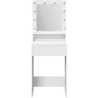 Makeupbord Med Hylde Hvid 50 X 41 X 135 Cm Konstrueret Træ