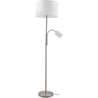 Lindby gulvlampe Jaileen, hvid, tekstil, 170 cm, læselampe