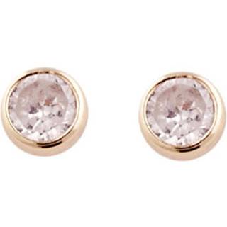 Siersbøl 8kt. guldørestikker med cubic zirkonia i rørfatning 3mm