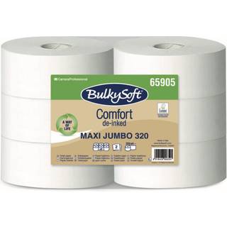 BulkySoft Toiletpapir Jumbo Midi 2-lag 320 m Hvid Comfort Ø27 cm 6 rl (65905)
