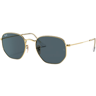 Ray - Ban Unisex RB3548N HEXAGONAL 001/R5 Solbriller Stål Guld Blå Geometrisk Normal