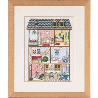 Broderikit Dukkehus R5488/00 39x32 cm Broderisæt: Dukkehus R5488/00 Indeholder kors- og stikkesting Dimensioner: 39x32cm Syet på hvid Aida med 5,4 tråde/cm Lev dig ind i farverig dukkehusverden.