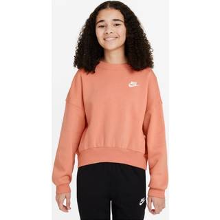 Nike Sportswear Club Fleece-sweatshirt med firkantet pasform og rund hals til piger - Orange - XS