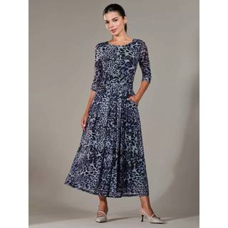 Jolie Moi Jolie Moi Blue Petite Pleated Half Sleeve Midi Dress - 12 P