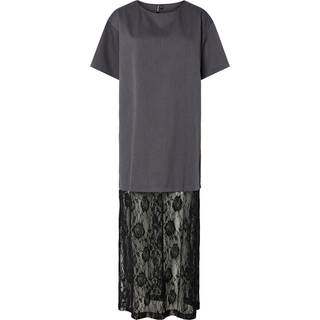 PIECES dame kjole PCALICE - Medium Grey Melange Black lace - XS