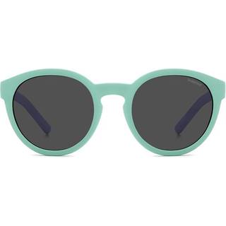 Polaroid Børn PLD 8019/S WK2/M9 Solbriller Plast Lyseblå Grå Rund Polariseret