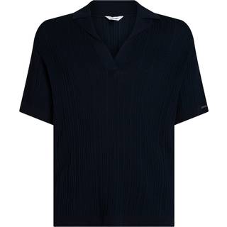 Open Knit Beach Polo Shirt - Blue - S