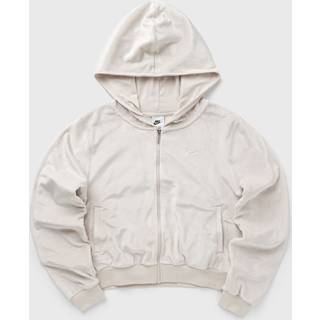 Løs, maskinstrikket Nike Sportswear Chill-velourhættetrøje med fuld lynlås til kvinder - brun - L (EU 44-46)