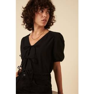 Nobody's Child Nobodys Child Black Bernadetta Tie Front detail Blouse