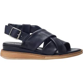 Moda in Pelle Moda in Pelle Blue Over Soft Cross Strap Leather Sandals On Microwedge