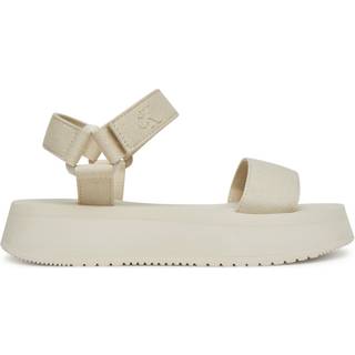 Canvas Platform Sandals - Beige - EU 36