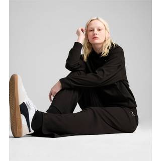 Women&#39;s Puma ESS ELEVATED High-Waist Straight Leg Rib Pants, Black, Size XL, Clothing - Black - XL