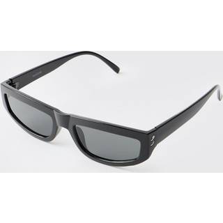 Mens Black Plastic Rectangular Sunglasses