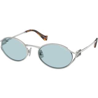 Miu Miu Kvinde MU 52YS 1BC20R Solbriller Metal Sølv Blå Rund Normal