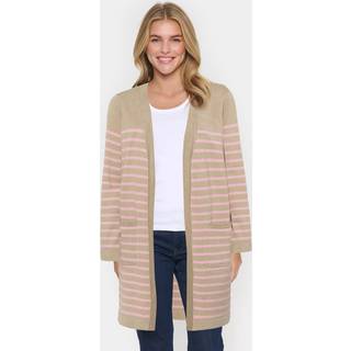Saint Tropez Grilasz Open Cardigan Strik 30513930 Plaza Taupe Pink Stripe (XXLARGE)