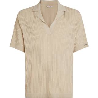 Open Knit Beach Polo Shirt - Grey - M