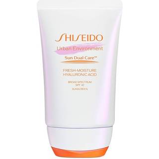 Shiseido Urban Environment Fresh-Moisture Sunscreen SPF 42 - 50 mL - Beskytter mod UVA/UVB strler og forurening - 12-timers hydrering - Vandtt