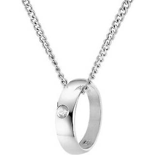 trendor 68066 Taufring Anhänger 333 Weißgold mit Zirkonia an Silber-Halskette