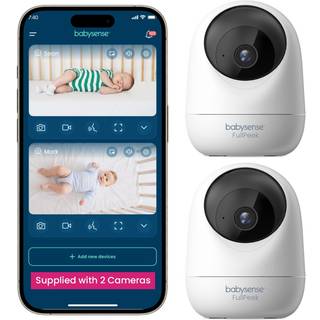 Babysense 2pek Video Baby Monitor WiFi Security Camera With Auto Tracking (2pcs) 3MP Super HD Intelligent Motion & Sound Detection Night Vision P