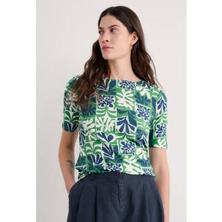 Seasalt Cornwall Poisson-trykt 100% bomulds-T-shirtEU 46 (UK 18)