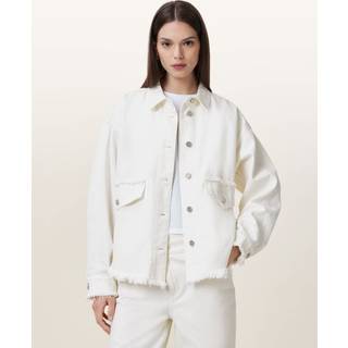 All Saints AllSaints White Hettie Fray 100% Cotton Shacket
