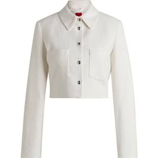 Cropped jakke med regular fit i bouclé af bomuldsblanding