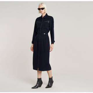 Zip Through Dress - Dark blue - Women