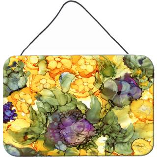 """" Caroline's Treasures Abstract Flowers Purple and Yellow Wall eller Door Hanging Prints 8958DS812 8 """" ""H X 12"" """" W Multicolor """"