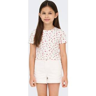 KIDS ONLY KOGBELLA LIFE AOP S/S TOP JRS - Hvid