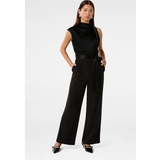 Forever New Forever New Black Sienna Satin Asymmetric Jumpsuit