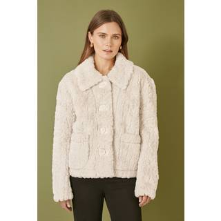 Yumi Luxe Textured Faux Fur Jakke Med LommerEU 42 (UK 14)