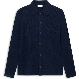 Les Deux Finnegan Knit Shirt Cardigan Dark Navy