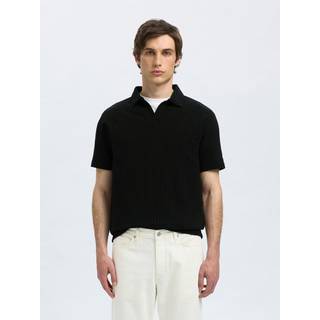 Selected Blake Split Neck Regular Fit SS Polo Black