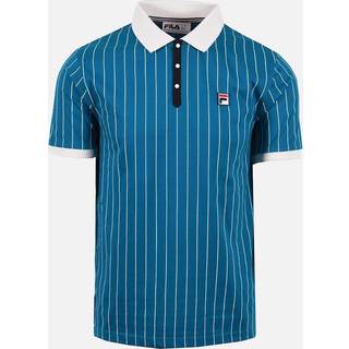 Fila Vintage Classic Striped Polo T Shirt Blue