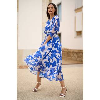 Yumi Yumi Light Blue Kimono Sleeves Midi Dip Hem Wrap Midi Dress