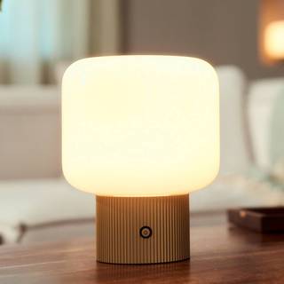 Lucande LED-bordlampe Katrin Palm, beige, glas